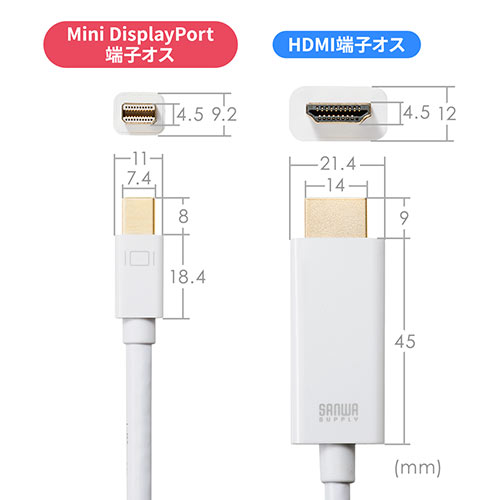 Mini DisplayPort-HDMIϊP[ui4K/60HzΉEHDRΉE2mEzCgj 500-KC033-2