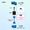 USB Type C-VGA変換アダプタ ケーブル長20cm 会議 授業 モニター プロジェクター 500-KC040