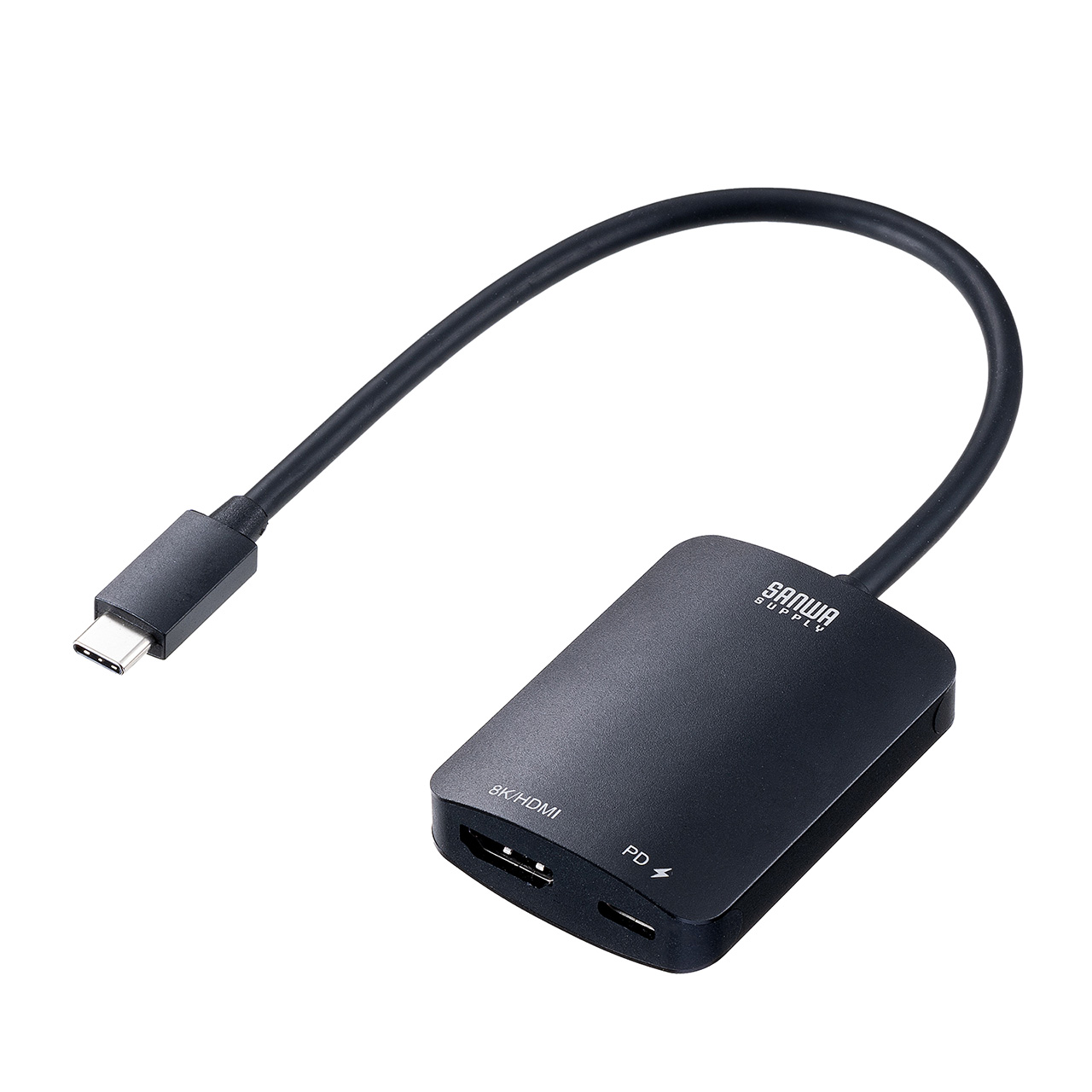 USB Type-C HDMI 変換アダプタ 8K/60Hz 4K/144Hz PD100W ケーブル長20cm MacBook iPad Pro Air Switch 対応 HDR ブラック 500-KC041