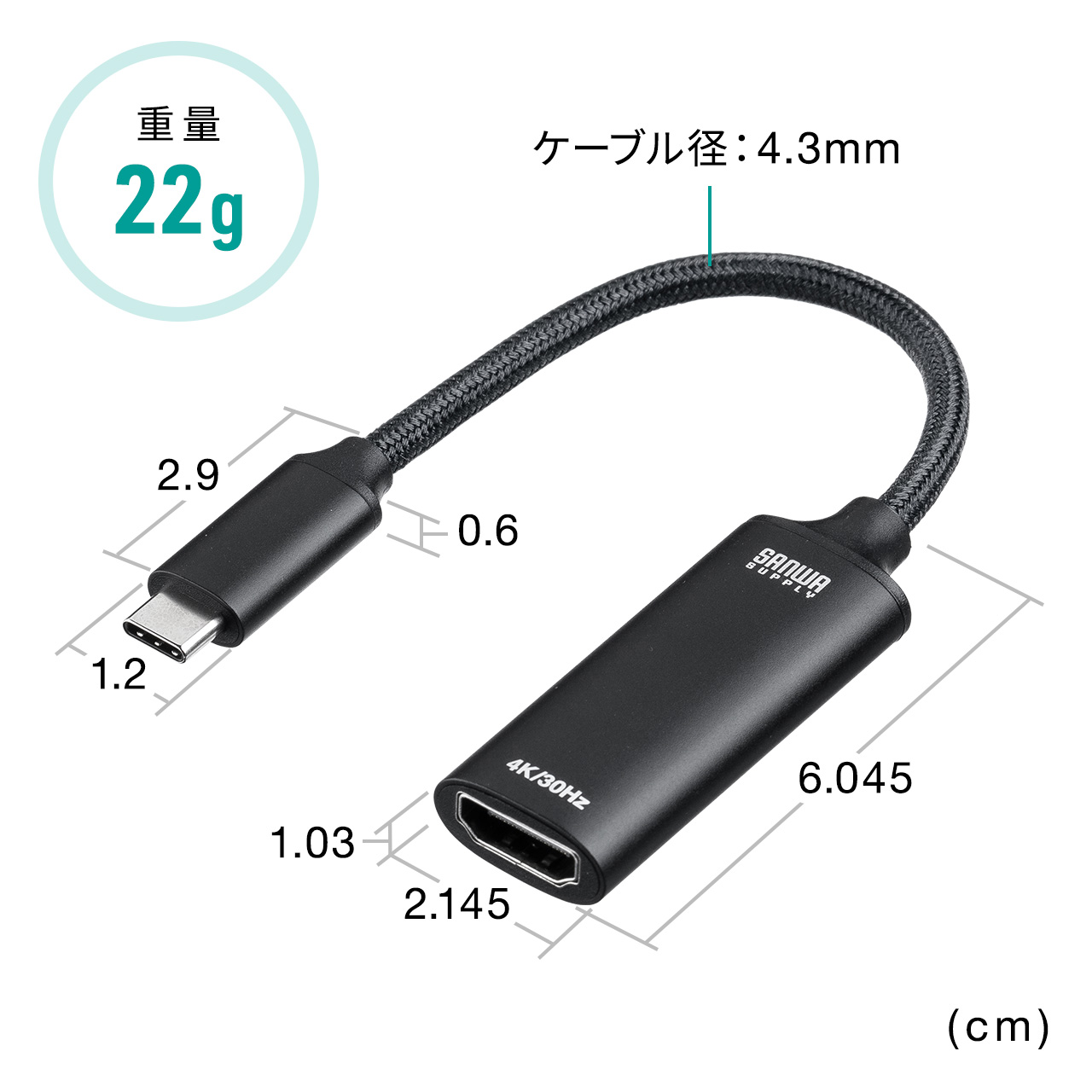 USB C - HDMI �ϊ��A�_�v�^ 50�Z�b�g 4K/30Hz �t��HD/60Hz �P�[�u����11cm iPhone15/16 MacBook iPad Pro Air �Ή� �u���b�N
