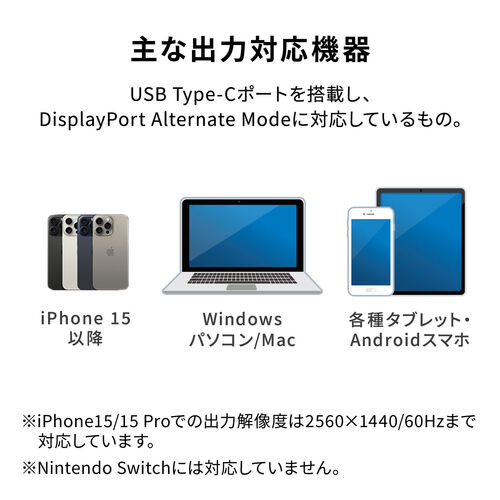 USB C - HDMI ϊA_v^ 4K/30Hz tHD/60Hz P[u11cm iPhone15/16 MacBook iPad Pro Air Ή ubN 500-KC042