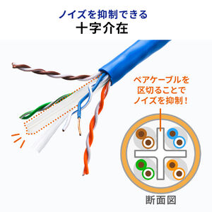 CAT6A 自作用LANケーブル 100m ケーブルのみ 伝送速度10Gbps