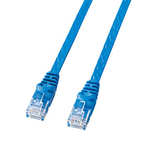 Cat6 フラットLANケーブル 10m （カテゴリー6・より線・ストレート・ブルー）500-LAN6FL10BLの販売商品 |通販ならサンワダイレクト