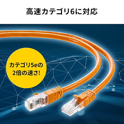 LANケーブル CAT6 より線 ストレート 5m オレンジ 500-LAN6T05Dの販売
