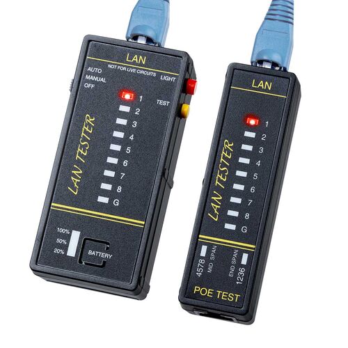 yVi|Cg10{zLANeX^[ PoE`FbJ[@\ RJ-45 RJ-11 e@Eq@E }Olbgt LED\ LEDCg 9Vdr drcLED 500-LANTST5