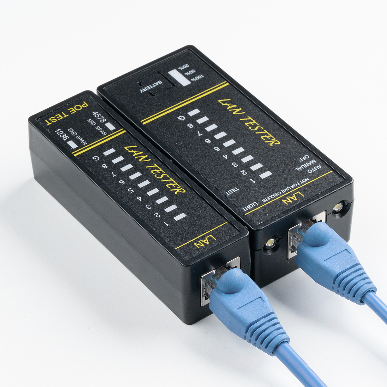 yVi|Cg10{zLANeX^[ PoE`FbJ[@\ RJ-45 RJ-11 e@Eq@E }Olbgt LED\ LEDCg 9Vdr drcLED 500-LANTST5