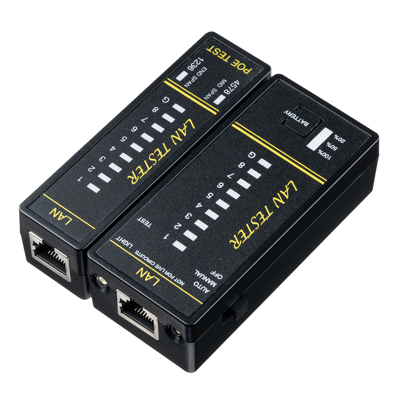 yVi|Cg10{zLANeX^[ PoE`FbJ[@\ RJ-45 RJ-11 e@Eq@E }Olbgt LED\ LEDCg 9Vdr drcLED 500-LANTST5