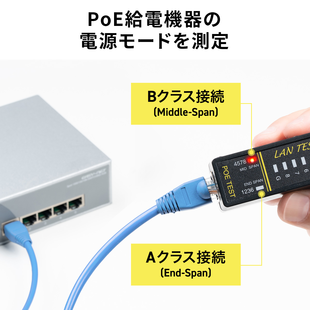 yVi|Cg10{zLANeX^[ PoE`FbJ[@\ RJ-45 RJ-11 e@Eq@E }Olbgt LED\ LEDCg 9Vdr drcLED 500-LANTST5
