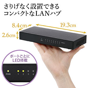 スイッチングハブ LANハブ メタルケース 電源内蔵 ファンレス