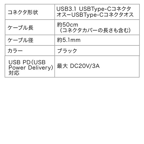 USB ^CvCP[uiUSB3.1EGen2EUSB PDΉEType-CIX/Type-CIXEUSB-IFF؍ς݁E50cmEubNj 500-USB050-05