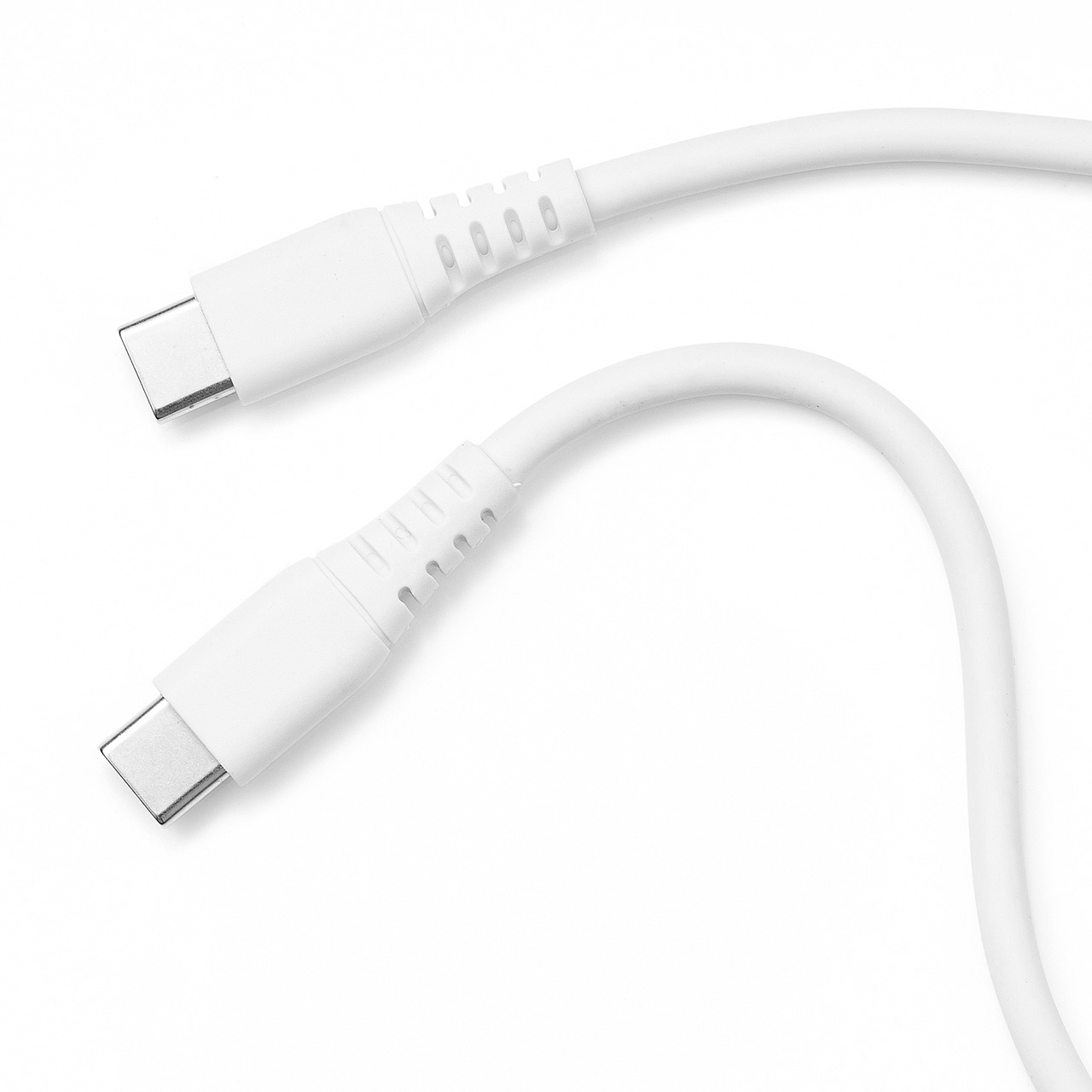 【 iPad（第10世代）対応】 やわらか USB  Type-Cケーブル 絡まない PD100W CtoC タイプC USB2.0 電源ケーブル 2m ホワイト 500-USB074-2