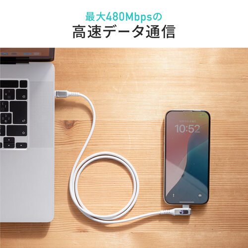 USB Type-CP[u W\@\t LRlN^ PD240WΉ 炩VRP[u USB2.0 iPhone16 1m zCg 500-USB078L-1