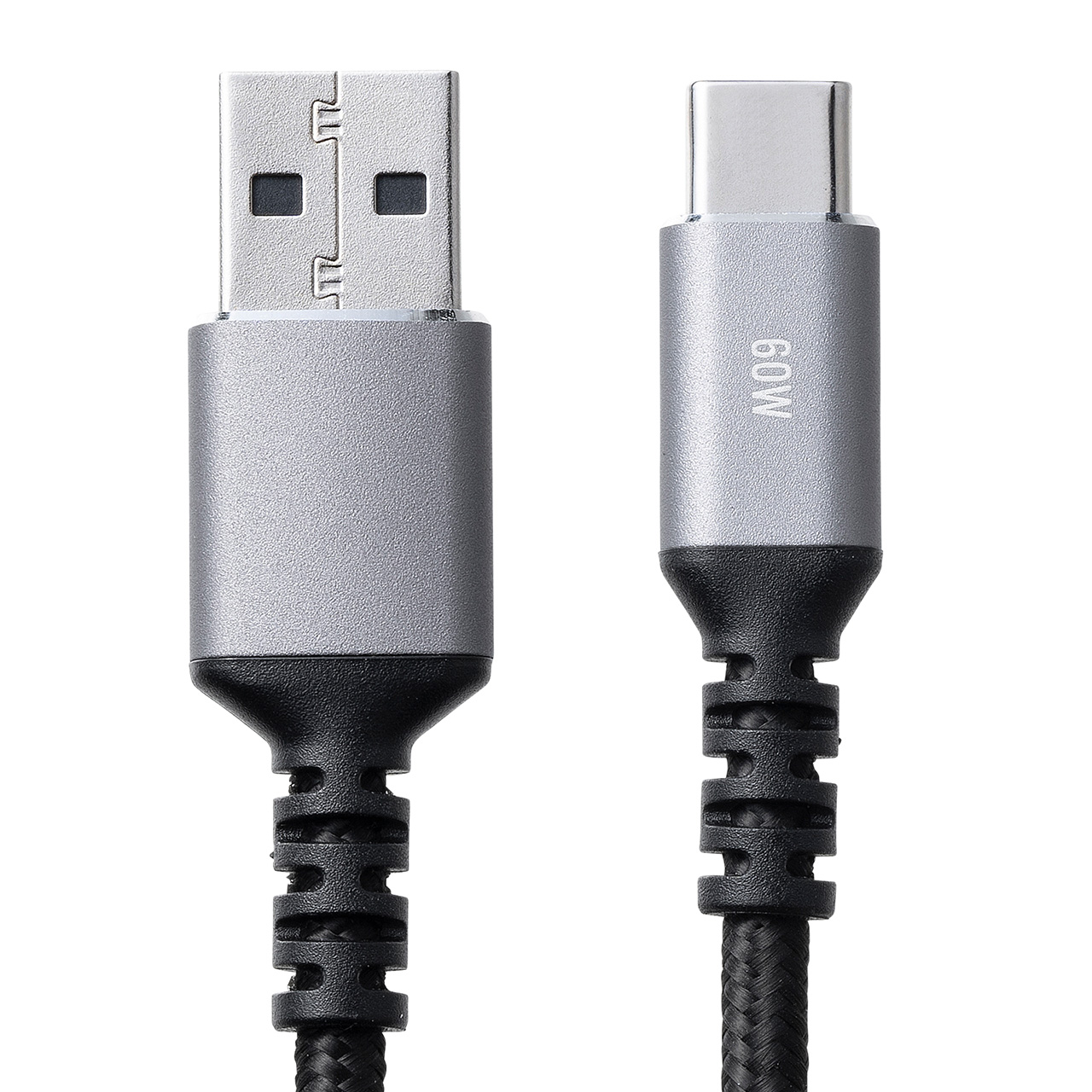 USB Type-Cケーブル 15W ポリエステルメッシュ 高耐久 AtoC タイプC USB2.0 充電 データ転送 スマホ タブレット  Nintendo Switch 2m 500-USB084-2BKの販売商品 | 通販ならサンワダイレクト