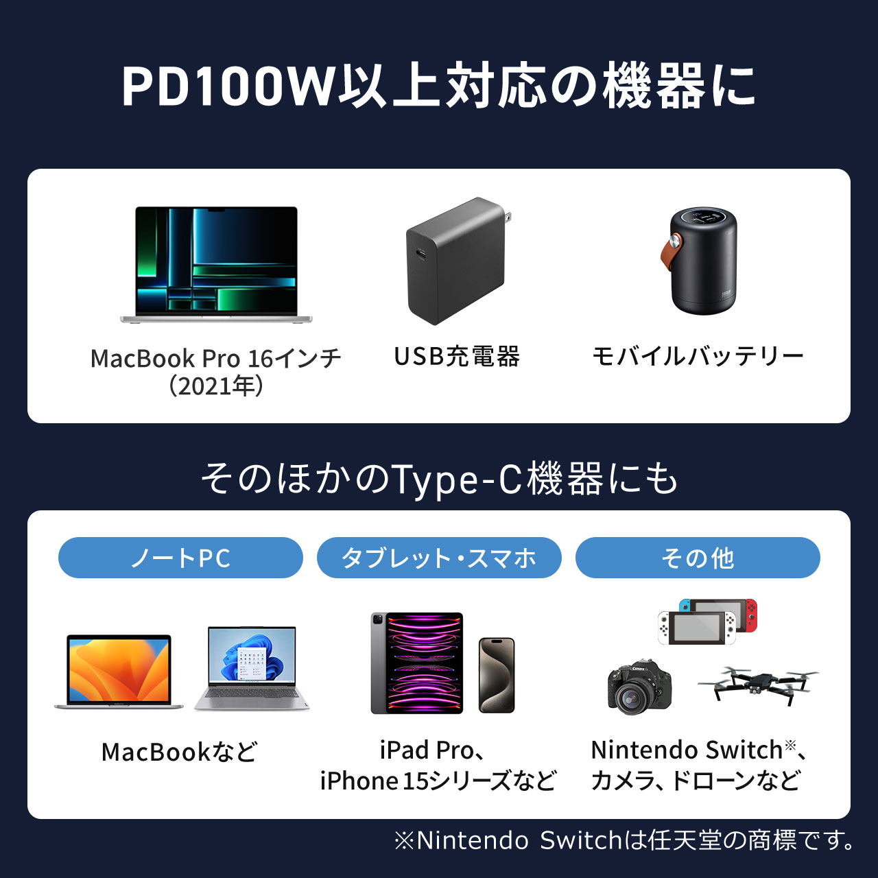 USB Type-CP[u PD240W L SΉP[u []RlN^ X}z switch [d 540] USB2.0 480Mbps 1.8m ubN 500-USB090-18BK