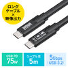 yVi|Cg10{zUSB Type-CP[u 5m Type-Cfo͑Ή USB PD75WΉ 4K/60Hz Alt[h 5Gbps [d f[^] ubN dq 500-USB096-5