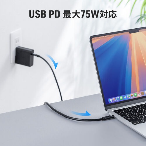 yVi|Cg10{zUSB Type-CP[u 7m Type-Cfo͑Ή USB PD75WΉ 4K/60Hz Alt[h 5Gbps [d f[^] ubN dq 500-USB096-7