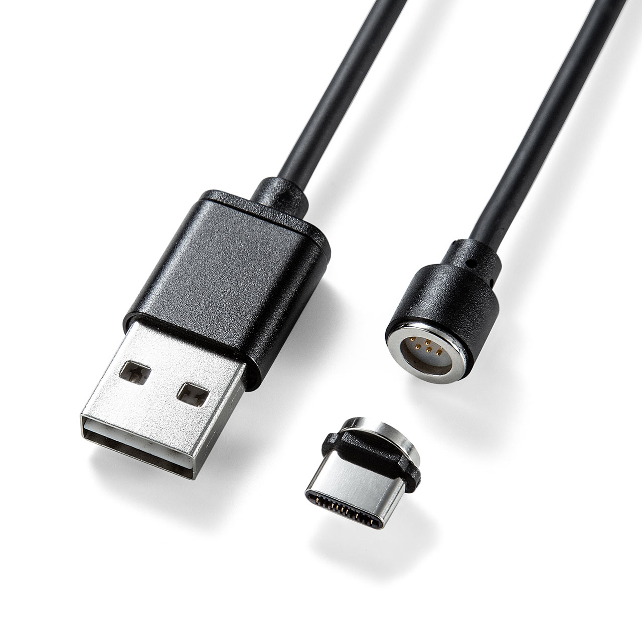 2本セット】コネクタ両面対応マグネット着脱式USB Type-C充電ケーブル