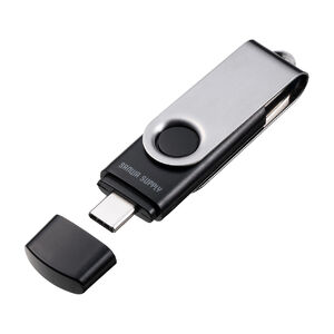 USBメモリ 128GB USB A Type-C 両対応 USB 5Gbps(USB3.2 Gen1) ネックストラップ付き スイング式 名入れ対応  600-3USCA128G サンワサプライ製 | 通販ならサンワダイレクト