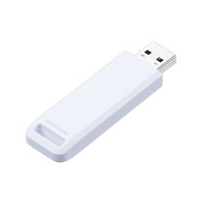 USBメモリ 16GB USB3.2 Gen1 USB 5Gbps スライド式 キャップレス 紛失防止 ストラップ付き 名入れ対応 記念品 販促品  ノベルティ アクセスランプ ホワイト 600-3USL16GWの販売商品 | 通販ならサンワダイレクト