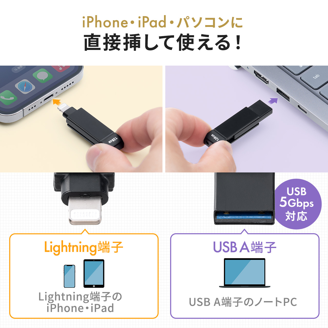 ���C�g�j���O �� USB-A USB������ 256GB MFi�F�� iPhone iPad Android �Ή� �p�\�R�� �ʐ^ ���� �o�b�N�A�b�v �X�C���O�� iXflash