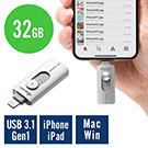 iPhone・iPad USBメモリ 32GB（USB3.1 Gen1・Lightning対応・MFi認証・iStickPro 3.0・シルバー） 