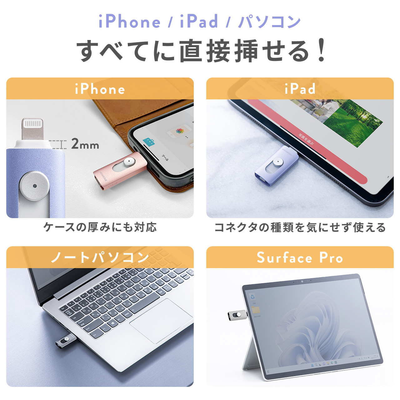 Lightning/Type-C USB 1TB [YS[h iPhone Android Ή MFiF obNAbv iPad USB 10Gbps Piconizer4 600-IPLUC1TP