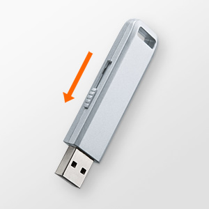 USBメモリ 2GB USB2.0 スライド式 ストラップ付き キャップレス