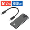 |[^uSSD 512GB Ǐoő2000MB/s ^ USB Type-Cڑ USB20Gbps USB3.2 Gen2~2 P[u^ Vo[ 600-USSH512GB