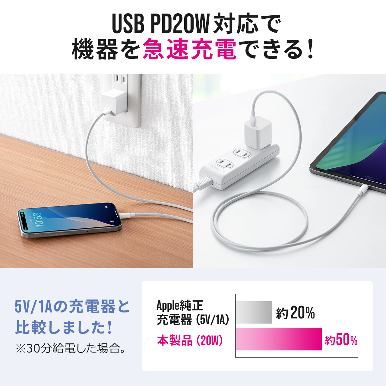 USB-C[d AC[d PD20W }[d ^ RpNg PSE擾 iPhone iPad X}z ^ubg Switch 700-AC040W