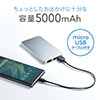 【飛行機持込可】モバイルバッテリー（薄型・2ポート同時給電・USBケーブル付属・5000mAh・最大2.1A・シンプル）