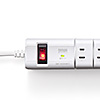電源タップ（USB2ポート付・合計最大3.4A出力・6個口・回転式・iPhone/iPad/スマホ/タブレット充電・1.8m・コンセントタップ・ホワイト）