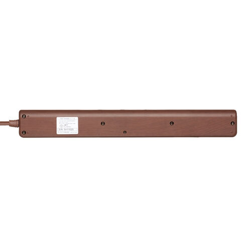 電源タップ USB2ポート付 雷ガード対応 6個口 2m ほこりシャッター付 個別スイッチ/一括スイッチ 木目調 ダークブラウン木目 700-TAP065-2DBRM