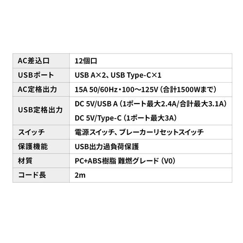 ^[^d^bv ^[^bv USB[dΉ ^CvC 12 2m zCg 700-TAP075W
