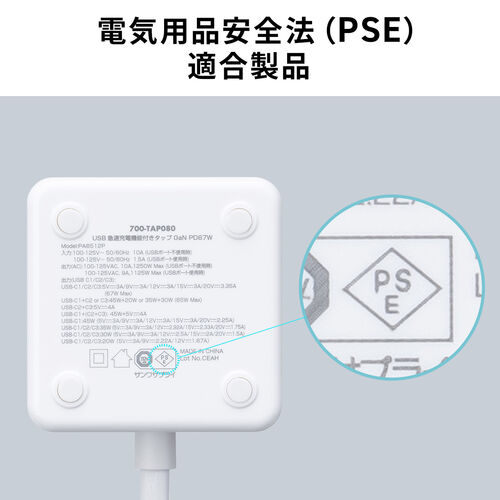 d^bv USB Type-C PD 65W GaN RZg3 d͕\Ή P[u2m 700-TAP080