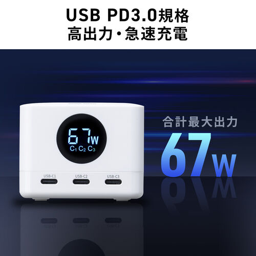 d^bv USB Type-C PD 65W GaN RZg3 d͕\Ή P[u2m 700-TAP080