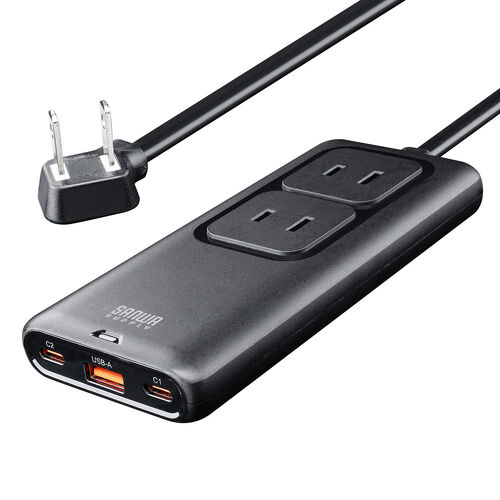 �d���^�b�v USB PD 65W �}���[�d GaN 1.5m �����R�[�h �y�����^18mm�z Type-C�~2 A�~1 AC�~2�� �R���Z���g L�^�v���O