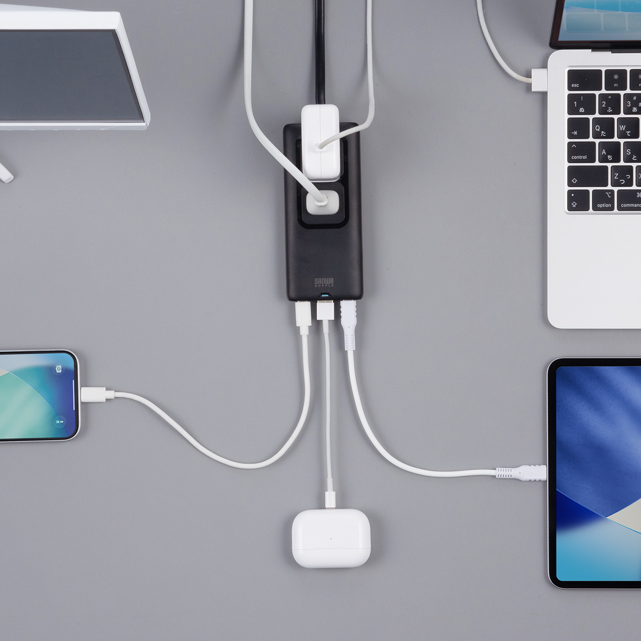 �d���^�b�v USB PD 65W �}���[�d GaN 1.5m �����R�[�h �y�����^18mm�z Type-C�~2 A�~1 AC�~2�� �R���Z���g L�^�v���O