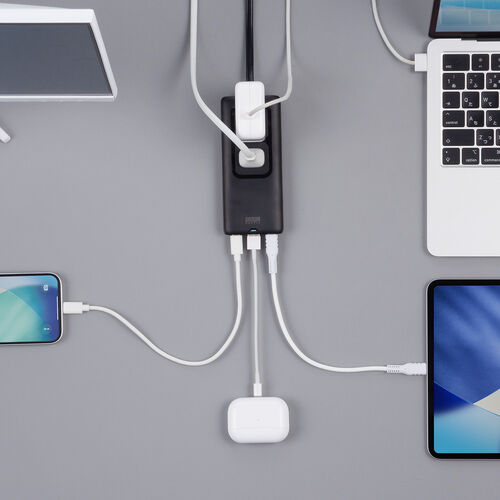 �d���^�b�v USB PD 65W �}���[�d GaN 1.5m �����R�[�h �y�����^18mm�z Type-C�~2 A�~1 AC�~2�� �R���Z���g L�^�v���O