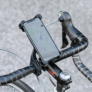 自転車用スマートフォンホルダー 脱落防止 固定 iPhone スマートフォン 4〜6.5インチ 360度回転 簡単着脱 ブラック