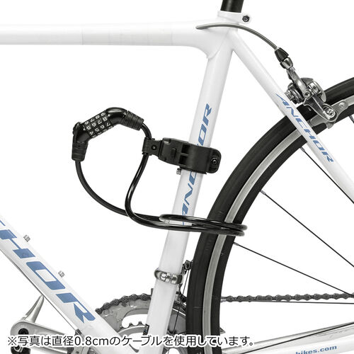 自転車 ケーブルロック ワイヤーロック 盗難防止 LEDライト付き ワイヤー径12mm 800-BYSL004