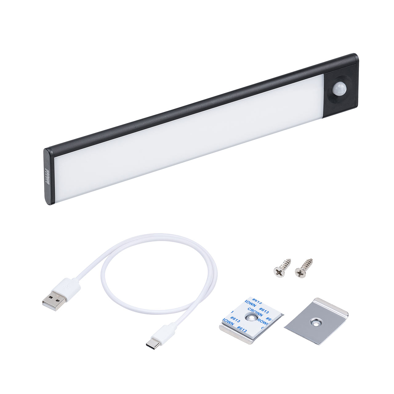 LEDセンサーライト 人感センサー 常時点灯 USB充電式 マグネット 手持ち LEDライト 薄型 最大約130ルーメン 幅23.3cm 昼白色 800-LED049