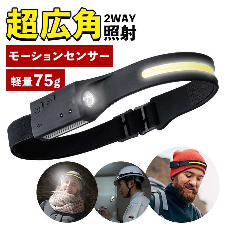 ヘッドライト USB-C 充電式 led 超軽量 防災 防水  釣り 自転車