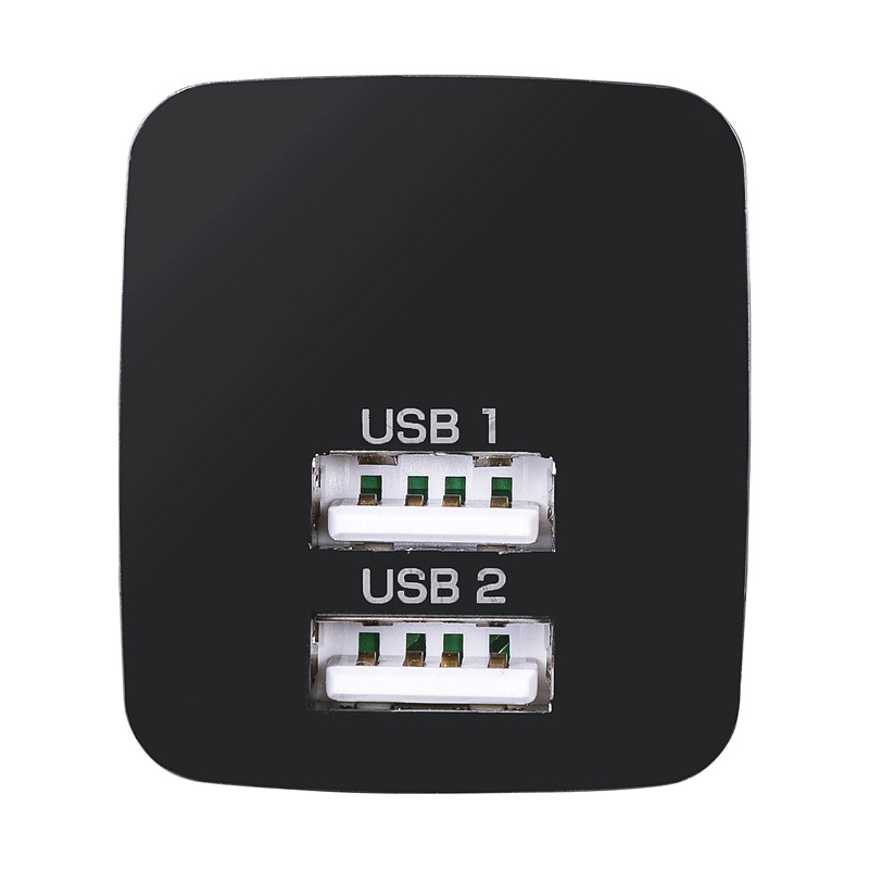 USB充電器 2ポート 2.4A 小型 ブラック 複数ポート 100V 240V 50Hz 
