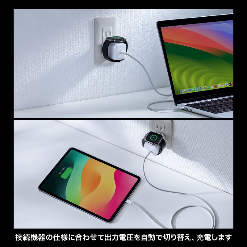 Apple WatchΉ USB[d PD30W USB-C~1 2in1 ^ }[d iPhone iPad 13C`MacBook Air X}z ^ubg ACA-PD101