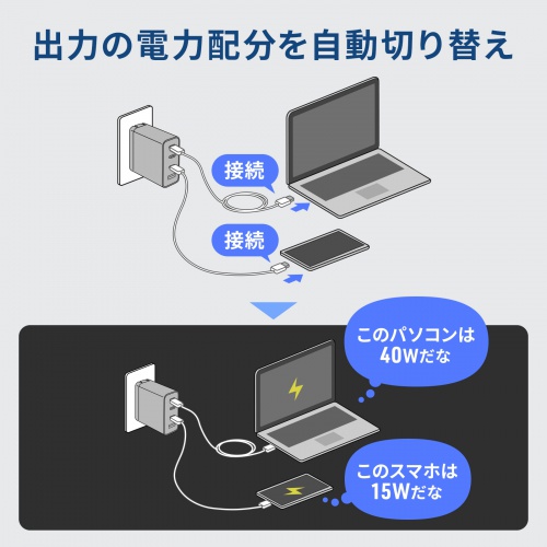 USB-C[d PD [d 65W 4|[g Type-C~3 USB-A~1 GaN̗p ܂肽ݎvO }[d m[gp\R |[g PSEKi ubN ACA-PD107BK