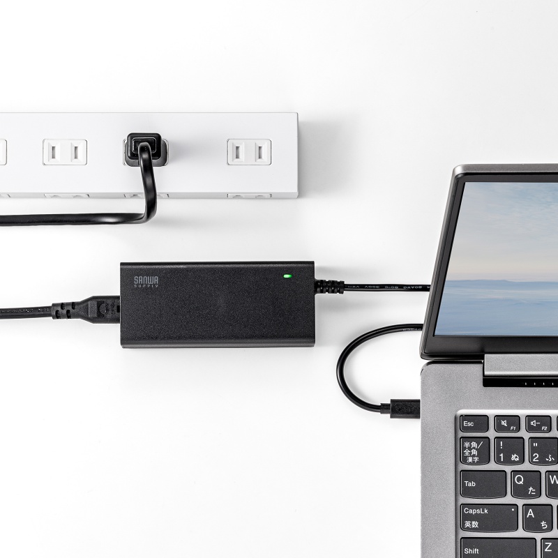 AC�A�_�v�^�[ USB PD�Ή�AC�[�d�� PD65W �d���R�[�h�^ Type-C�P�[�u����̌^ �m�[�g�p�\�R���[�d �u���b�N
