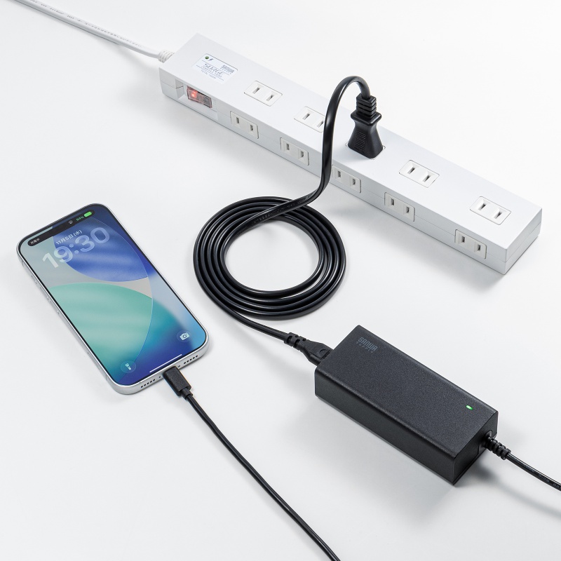 AC�A�_�v�^�[ USB PD�Ή�AC�[�d�� PD65W �d���R�[�h�^ Type-C�P�[�u����̌^ �m�[�g�p�\�R���[�d �u���b�N