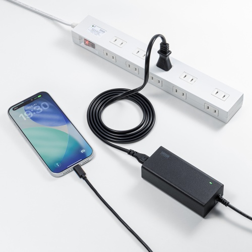 AC�A�_�v�^�[ USB PD�Ή�AC�[�d�� PD65W �d���R�[�h�^ Type-C�P�[�u����̌^ �m�[�g�p�\�R���[�d �u���b�N