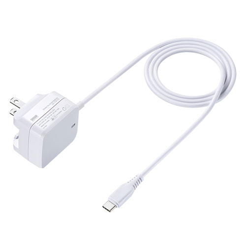 USB充電器(PD対応・Type Cケーブル一体型・18W・ホワイト) ACA-PD60W