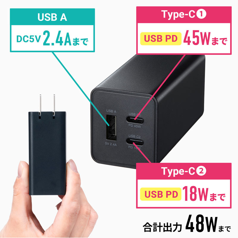 USB Power DeliveryΉAC[diPD45WEGaNEChromebookΉj ACA-PD73BK